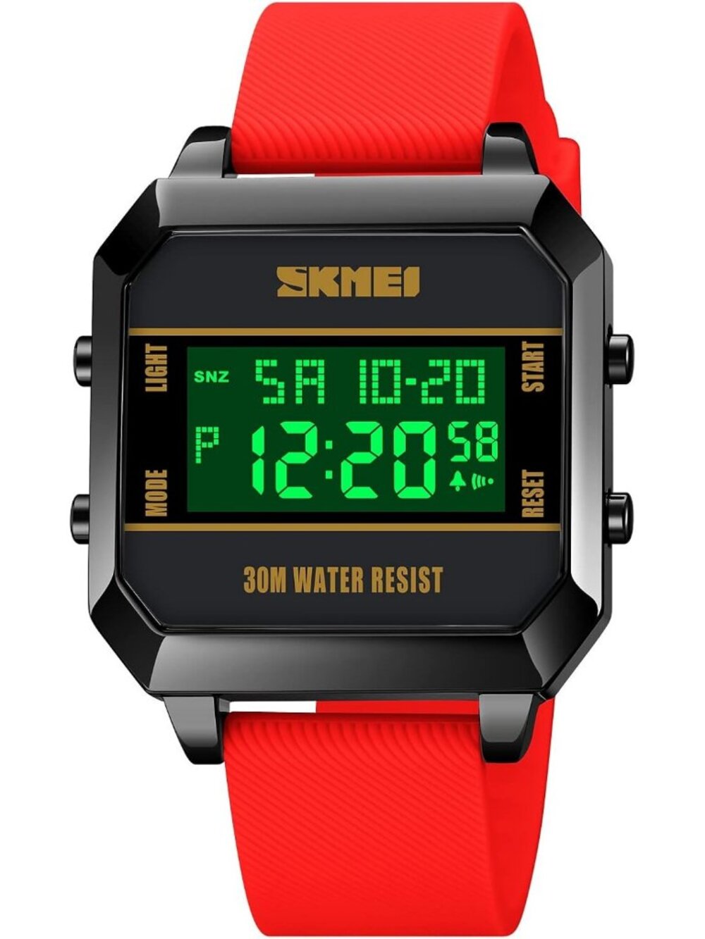 Men's Red Sports Military Digital Airplane Shaped LED Light Waterproof  Watch